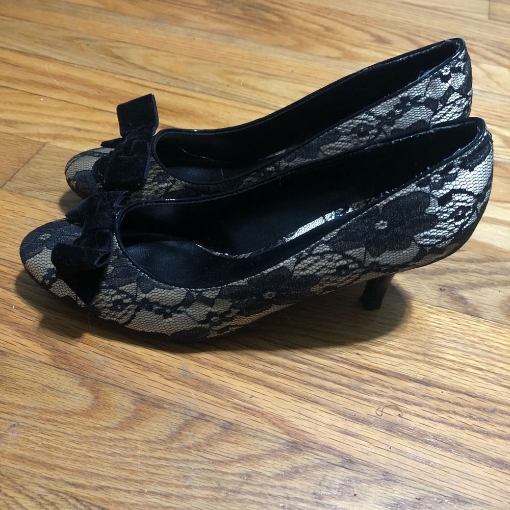 Lace Tan and Black Heels